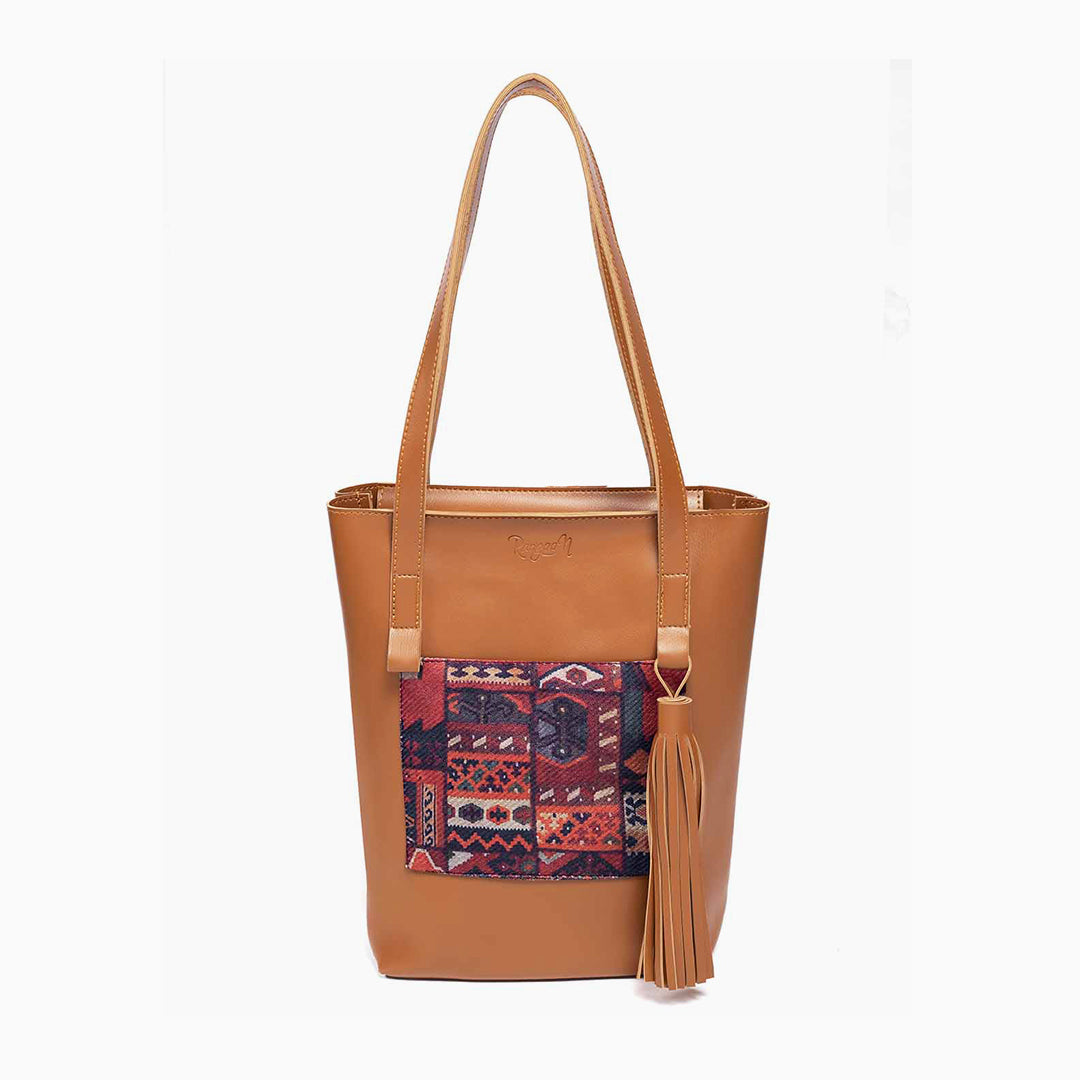 Rangoon Turkish Colorblock Tote Bag Brown