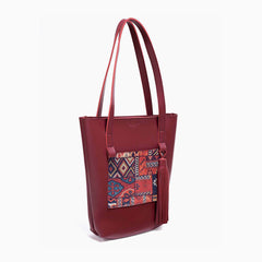 Rangoon Turkish Colorblock Tote Bag Maroon