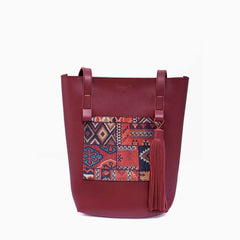 Rangoon Turkish Colorblock Tote Bag Maroon