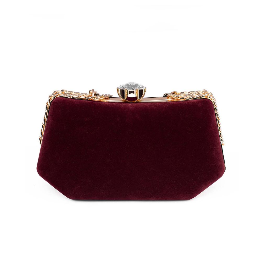 Rangoon Maroon Velvet Midnight Clutch