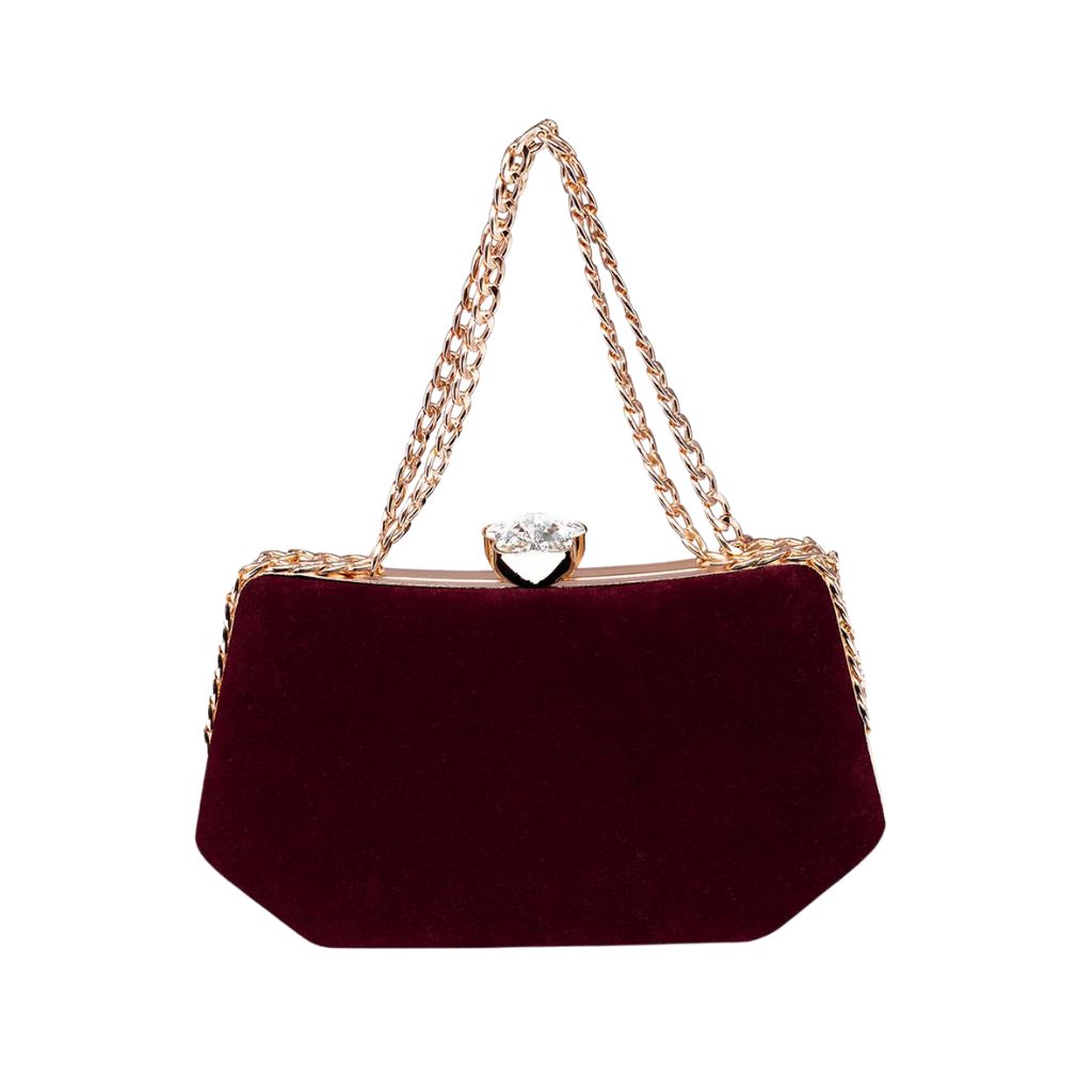 Rangoon Maroon Velvet Midnight Clutch