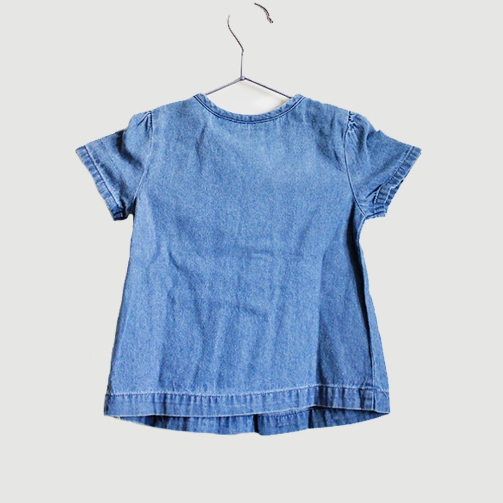 Red Tag Embroidered Denim Top with Short Sleeves ( 12-18 ) Months