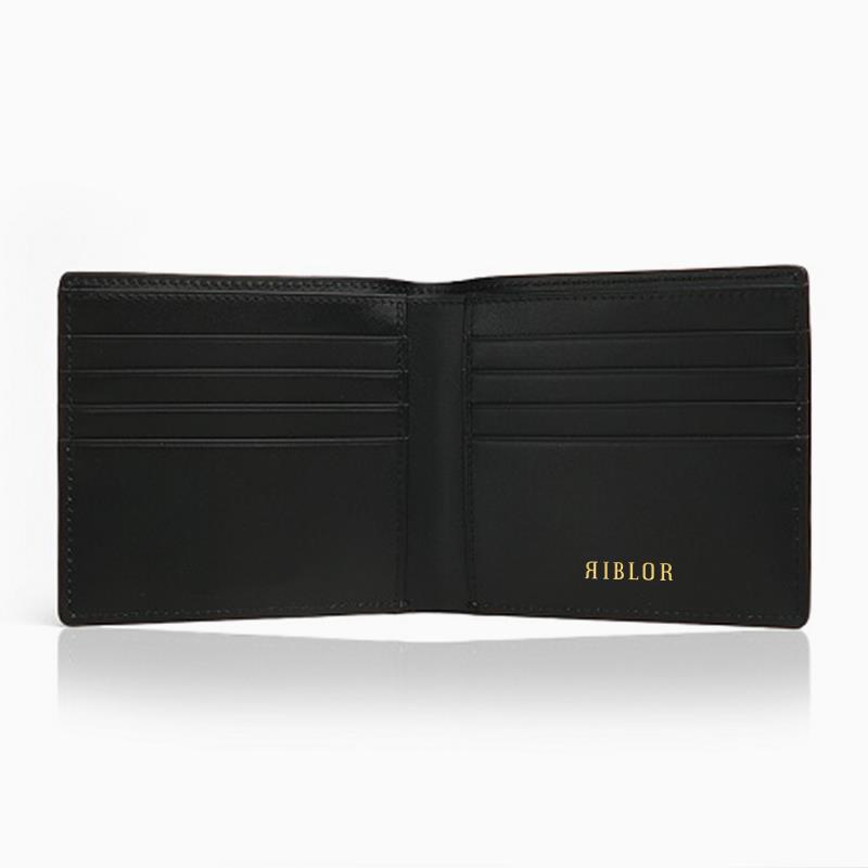 Riblor Italian Leather Billfold Wallet Crocodile Black