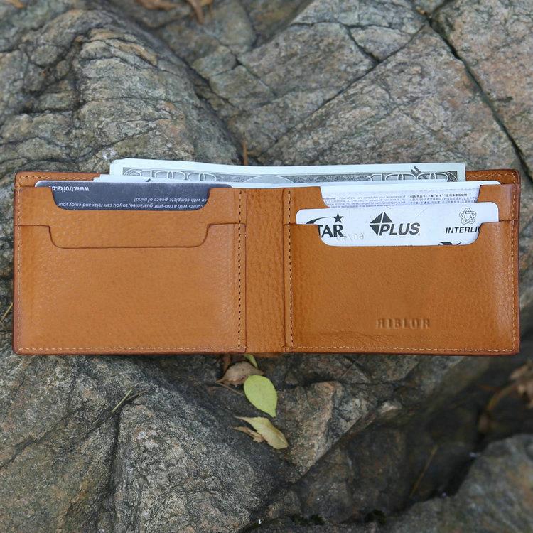 Riblor Italian Leather Billfold Wallet Full Grain Brown