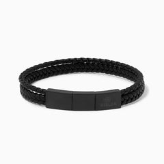 Riblor Leather Bracelet Link Clasp Black