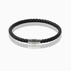 Riblor Leather Bracelet Magnetic Clasp Gunmetal