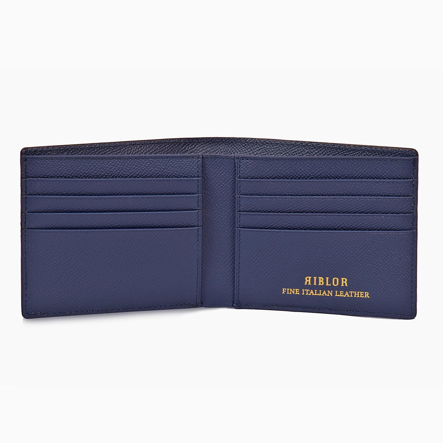 Riblor Serafino Italian Leather Bifold Wallet Blue