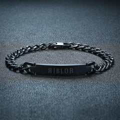 Riblor Stainless Steel Chain Bracelet Shiny Black