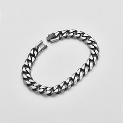 Riblor Stainless Steel Cuban Chain Bracelet Antique Silver