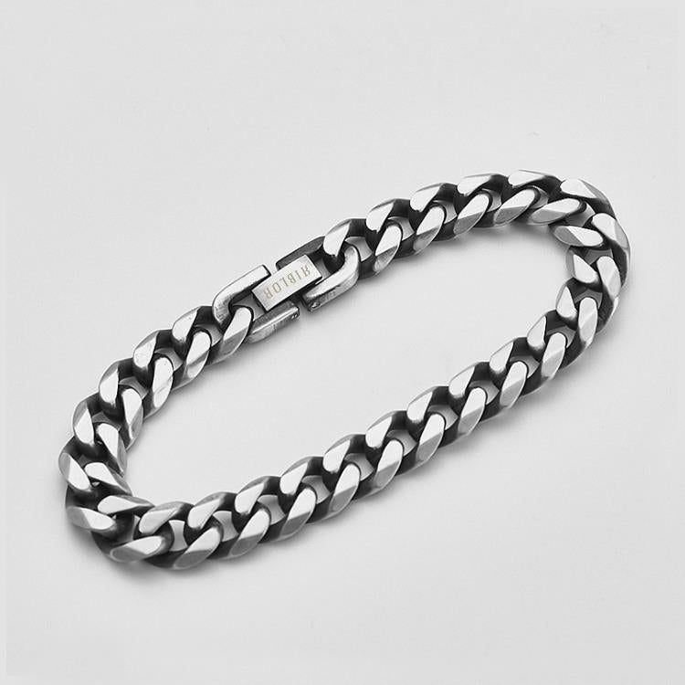 Riblor Stainless Steel Cuban Chain Bracelet Antique Silver