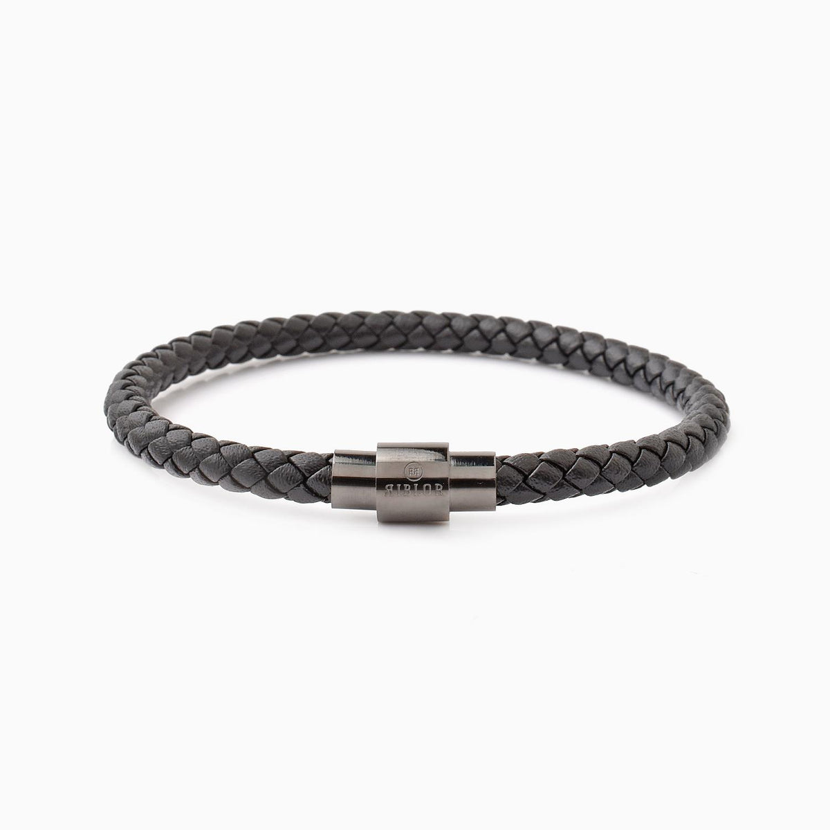 Riblor Leather Bracelet Vittorio Black And Gunmetal Clasp