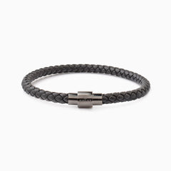 Riblor Leather Bracelet Vittorio Black And Gunmetal Clasp