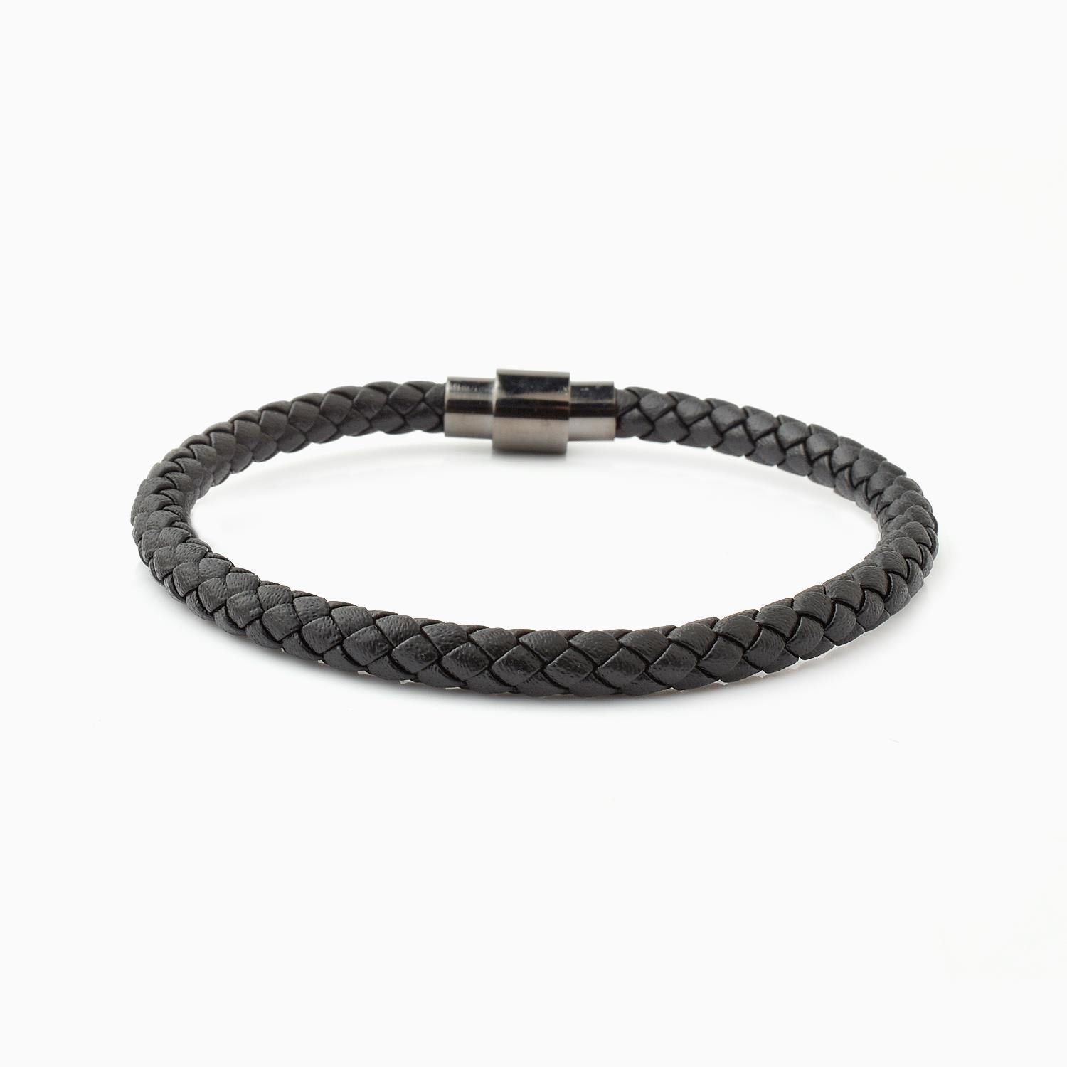 Riblor Leather Bracelet Vittorio Black And Gunmetal Clasp