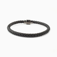 Riblor Leather Bracelet Vittorio Black And Gunmetal Clasp