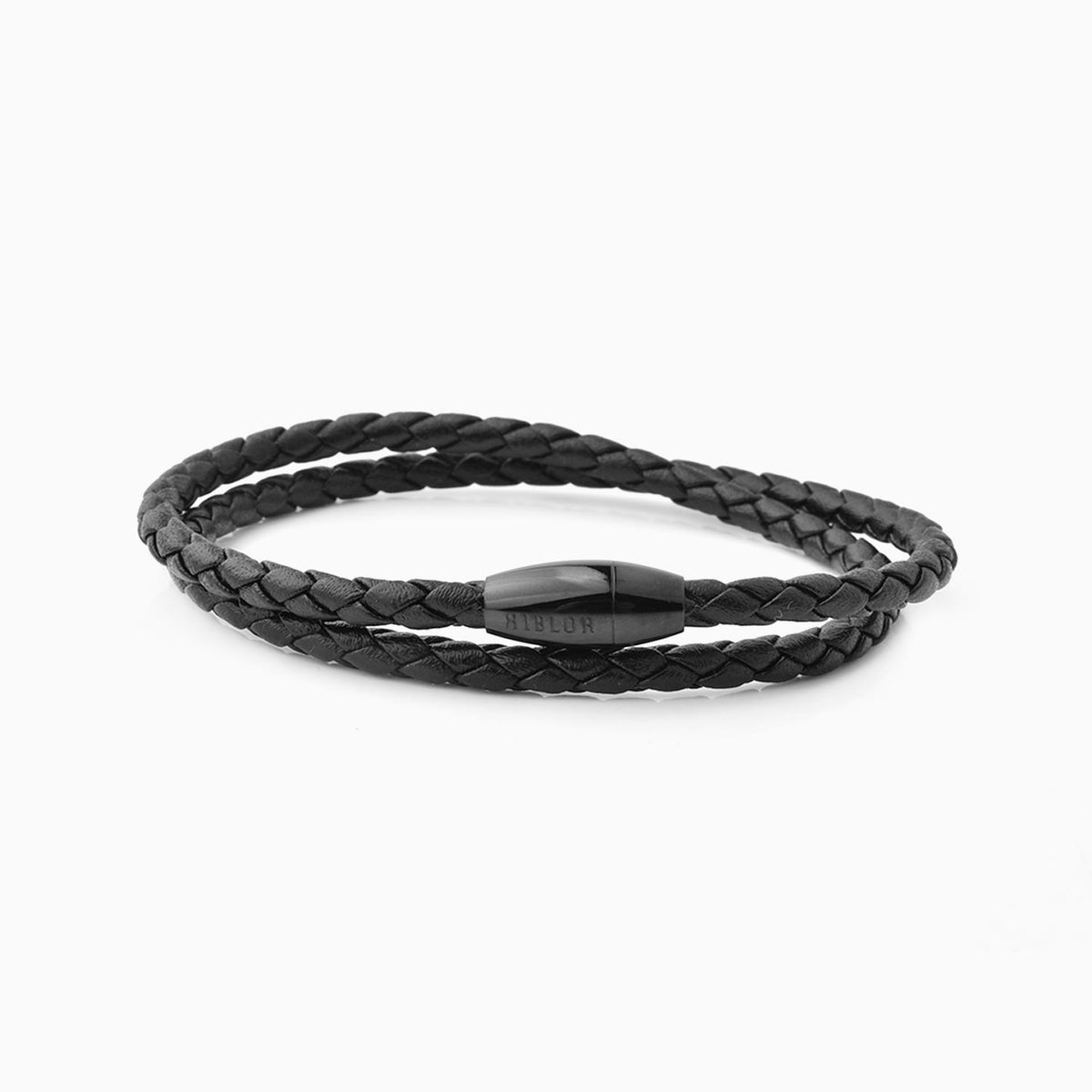 Riblor Leather Bracelet Rocco Double Wrap Black