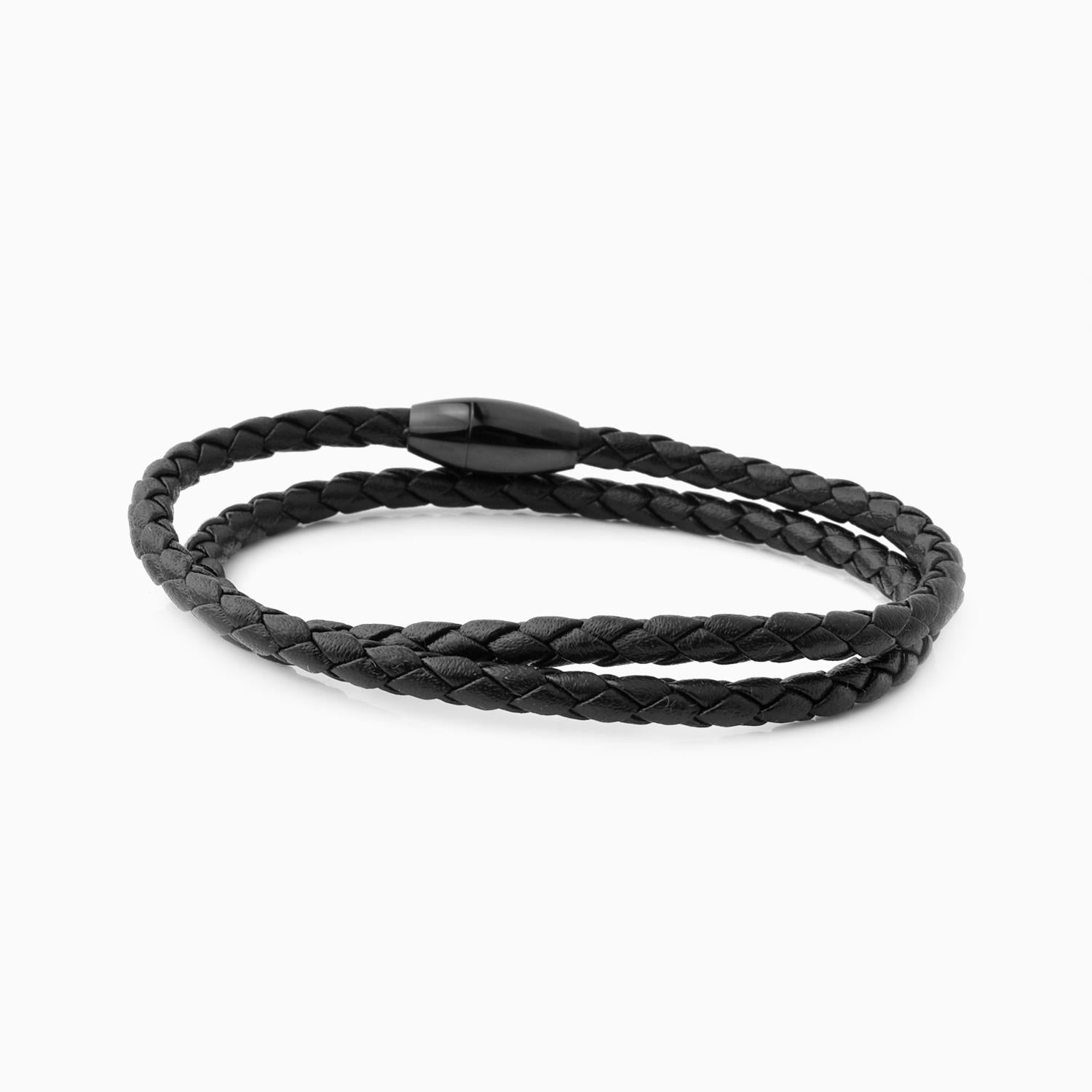 Riblor Leather Bracelet Rocco Double Wrap Black