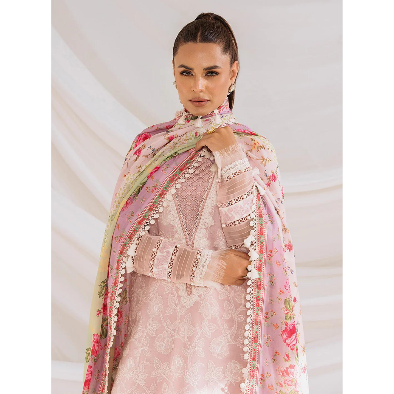 Rosy Bloom 3 Pcs Embroidered Unstitched Suit Pink