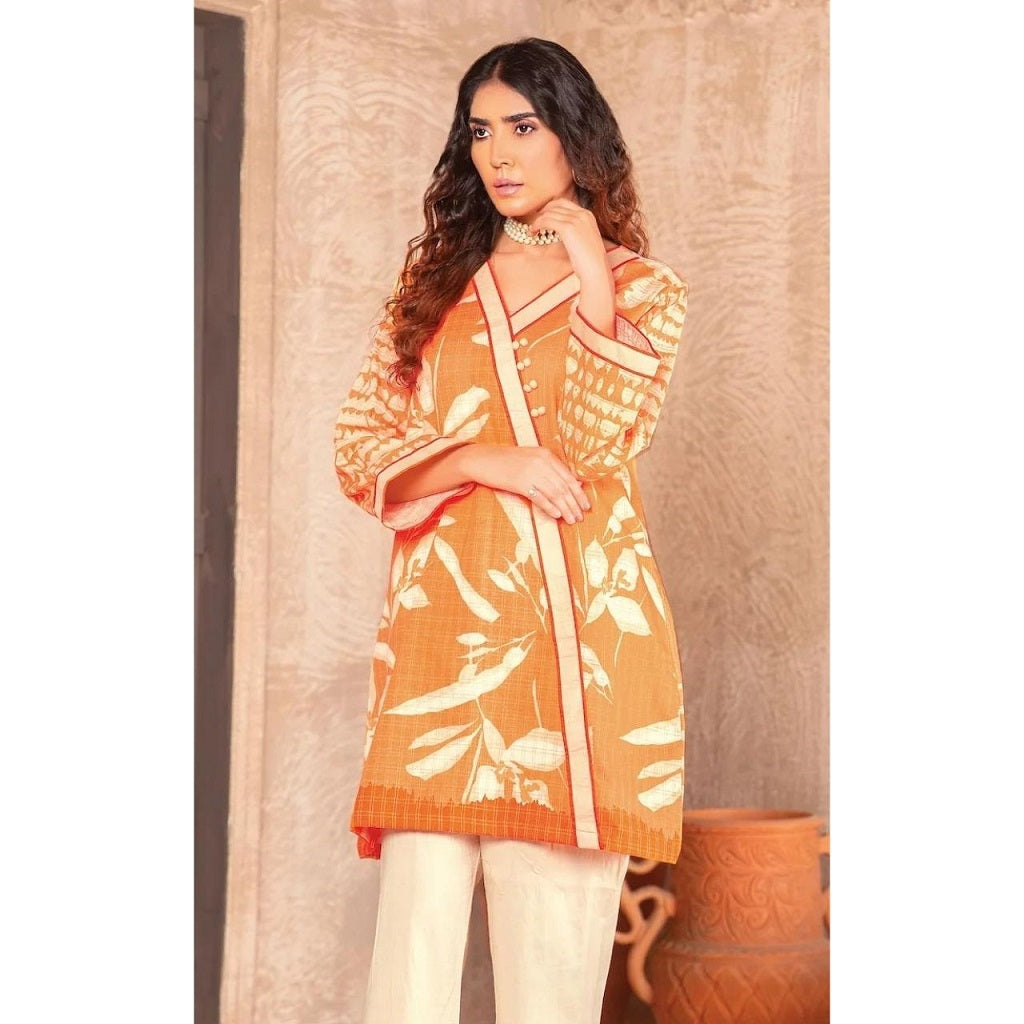 Safa Noor 1 Pcs Unstitched Khaddar Shirt Orange