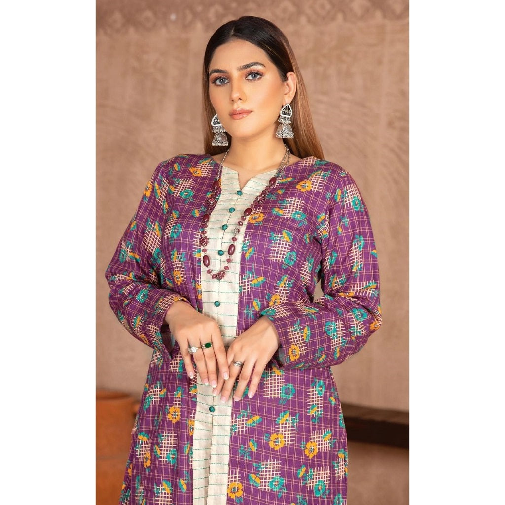 Safa Noor 1 Pcs Unstitched Khaddar Shirt Purple