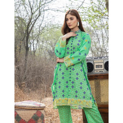 Safa Noor 2 Pcs Unstitched Printed Lawn Suit Green