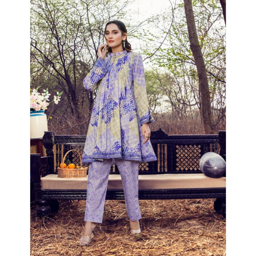 Safa Noor 2 Pcs Unstitched Lawn Suit Purple