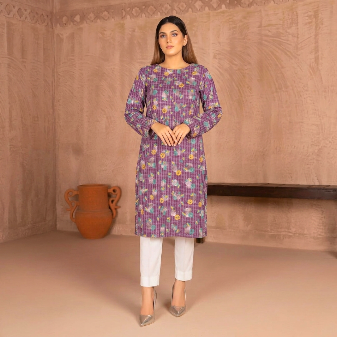 Safa Noor 1 Pcs Unstitched Khaddar Shirt Purple
