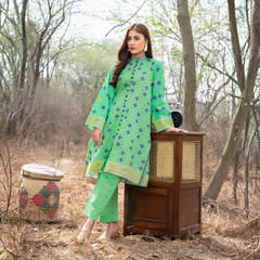 Safa Noor 2 Pcs Unstitched Printed Lawn Suit Green