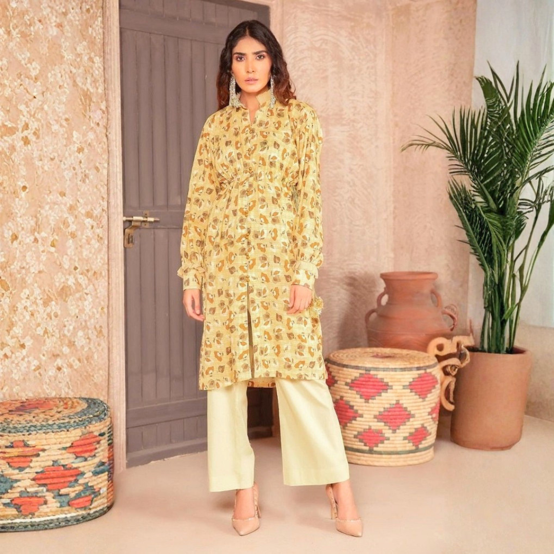 Safa Noor 1 Pcs Unstitched Khaddar Shirt Beige