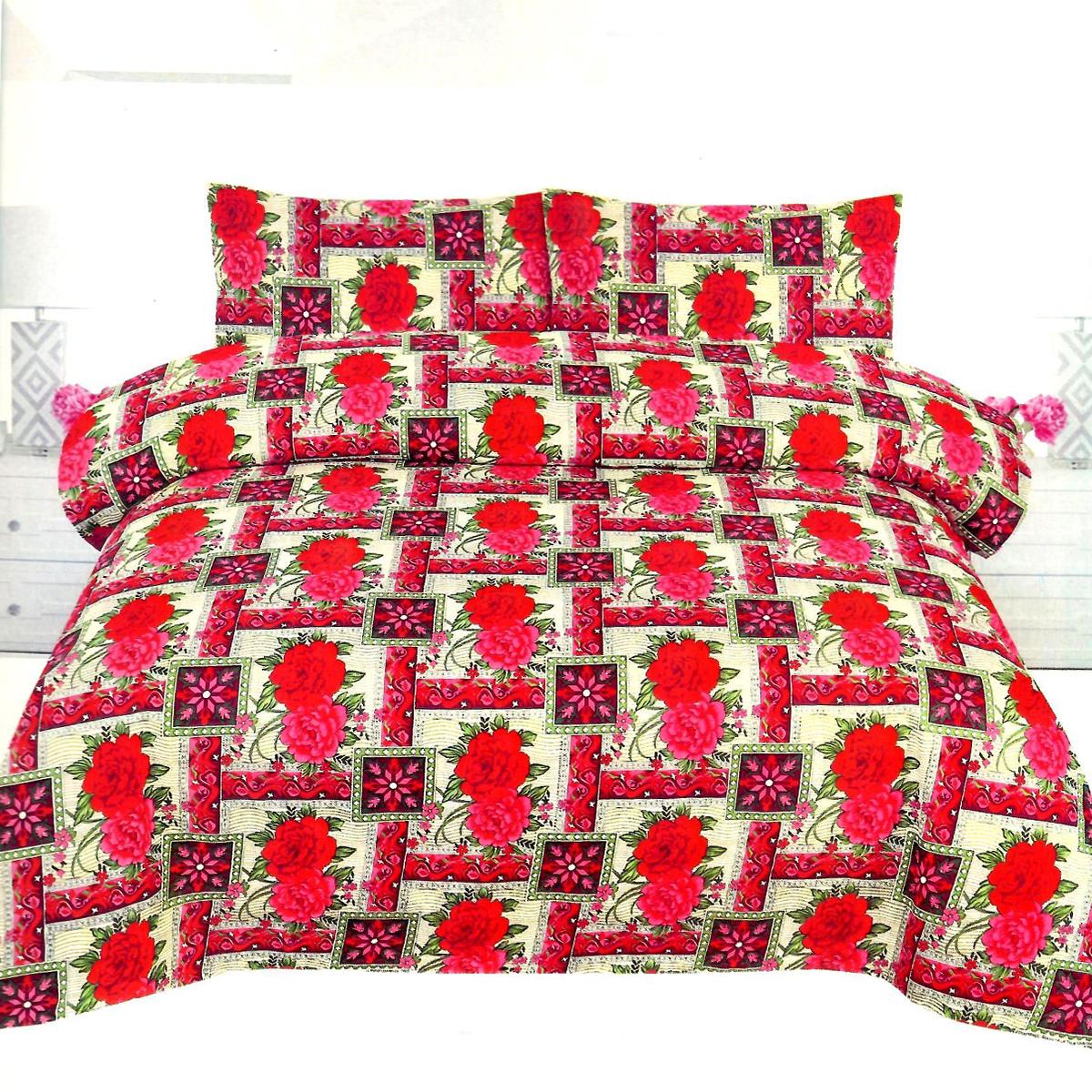 Samsel Floral 3 Pcs Bedding Set Red