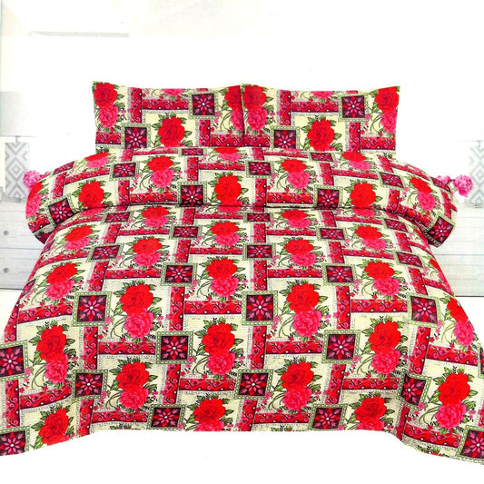 Samsel Floral 3 Pcs Bedding Set Red 1200