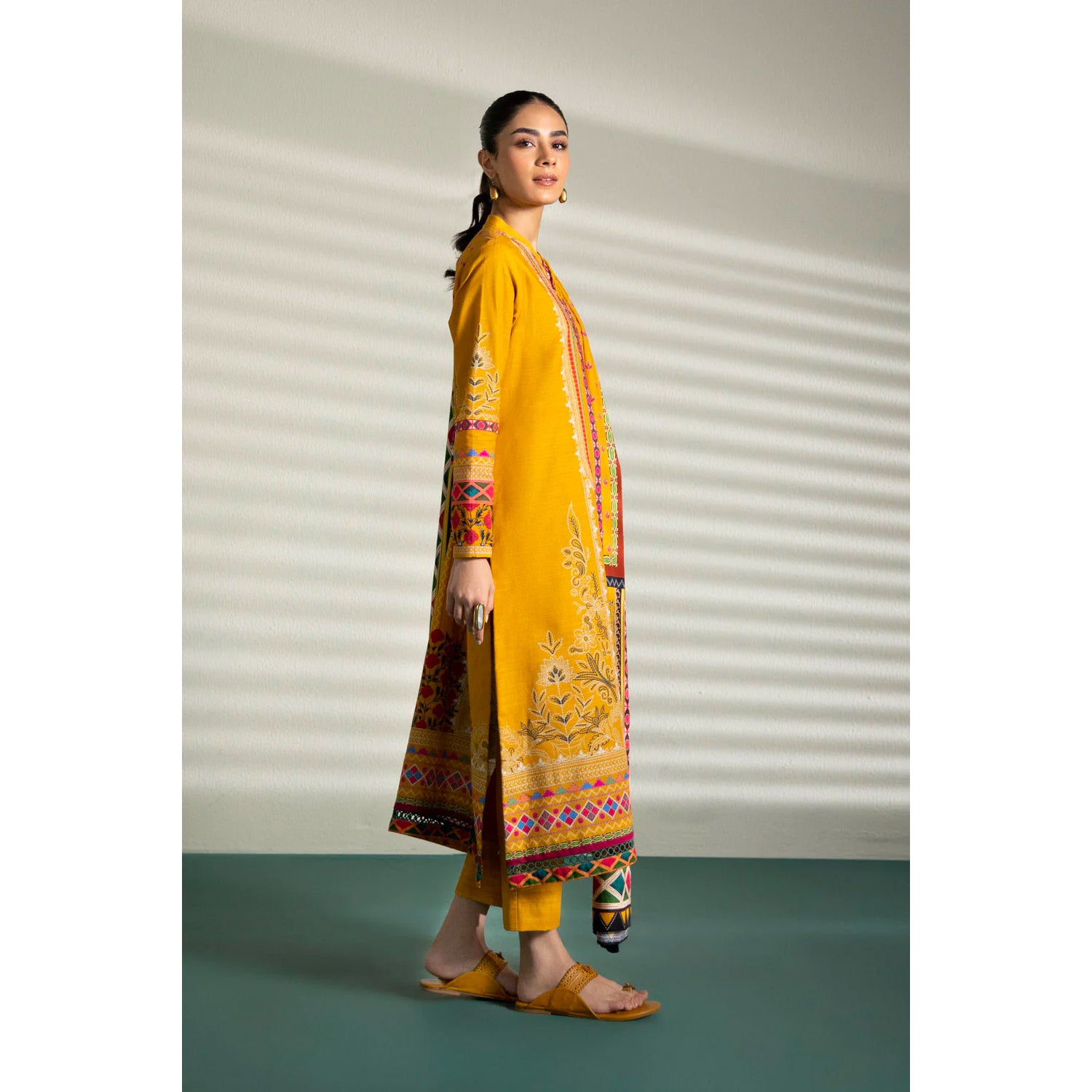 Sapphire 3 Pcs Unstitched Printed Lawn Suit Mustard