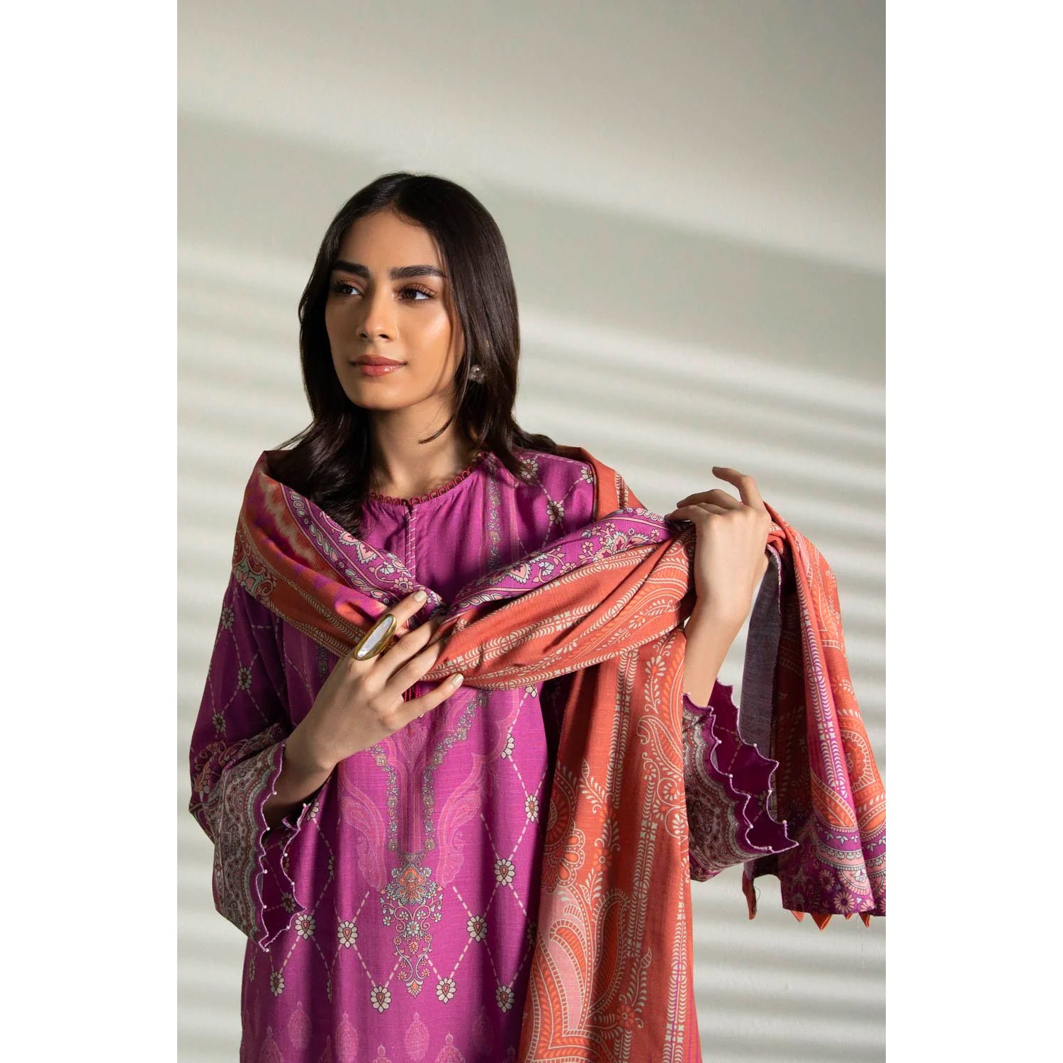 Sapphire 3 Pcs Unstitched Printed Lawn Suit Pink