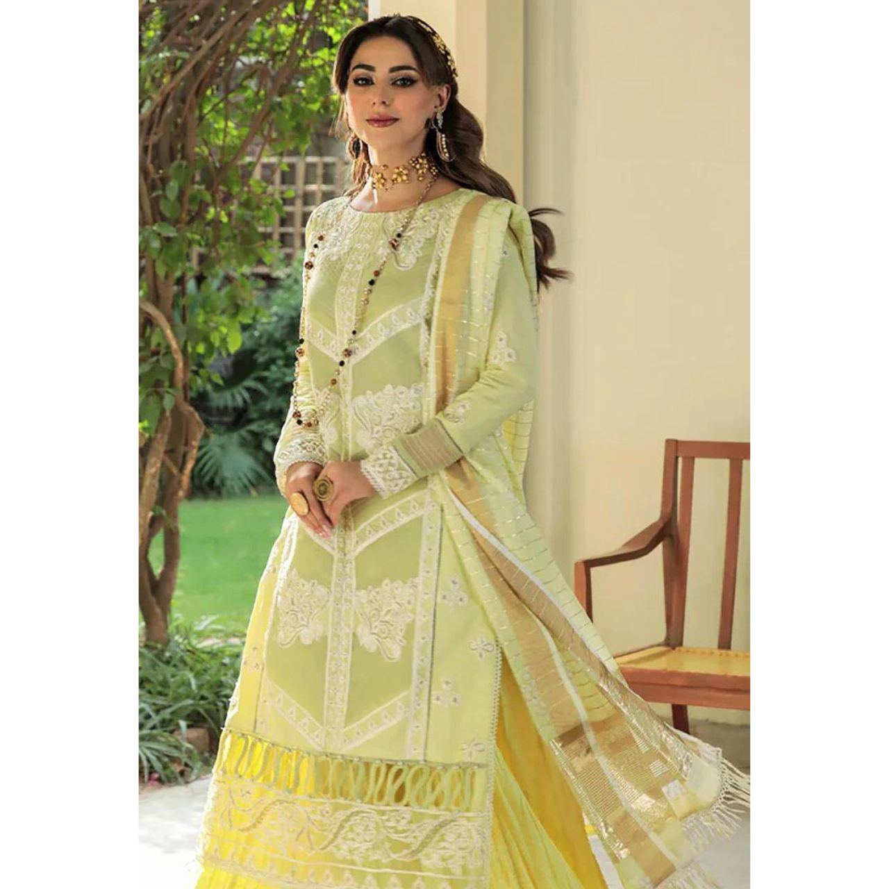 Sapphire 3 Pcs Embroidered Unstitched Lawn Suit Lemon ( Eid Edition )