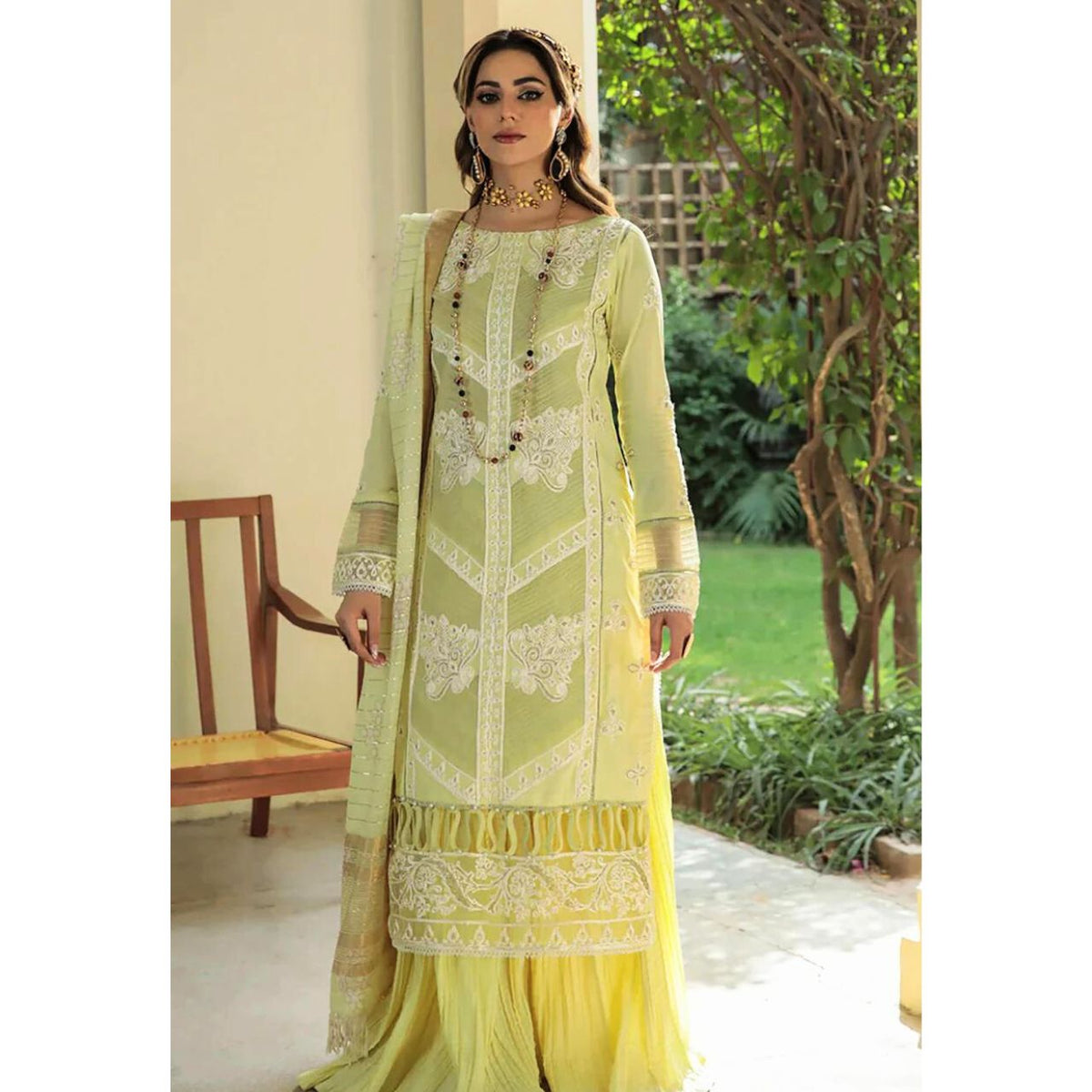 Sapphire 3 Pcs Embroidered Unstitched Lawn Suit Lemon ( Eid Edition )