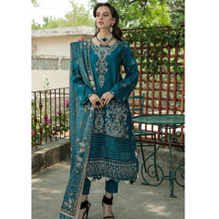 Sapphire 3 Pcs Embroidered Unstitched Lawn Suit Ocean Blue ( Eid Edition )