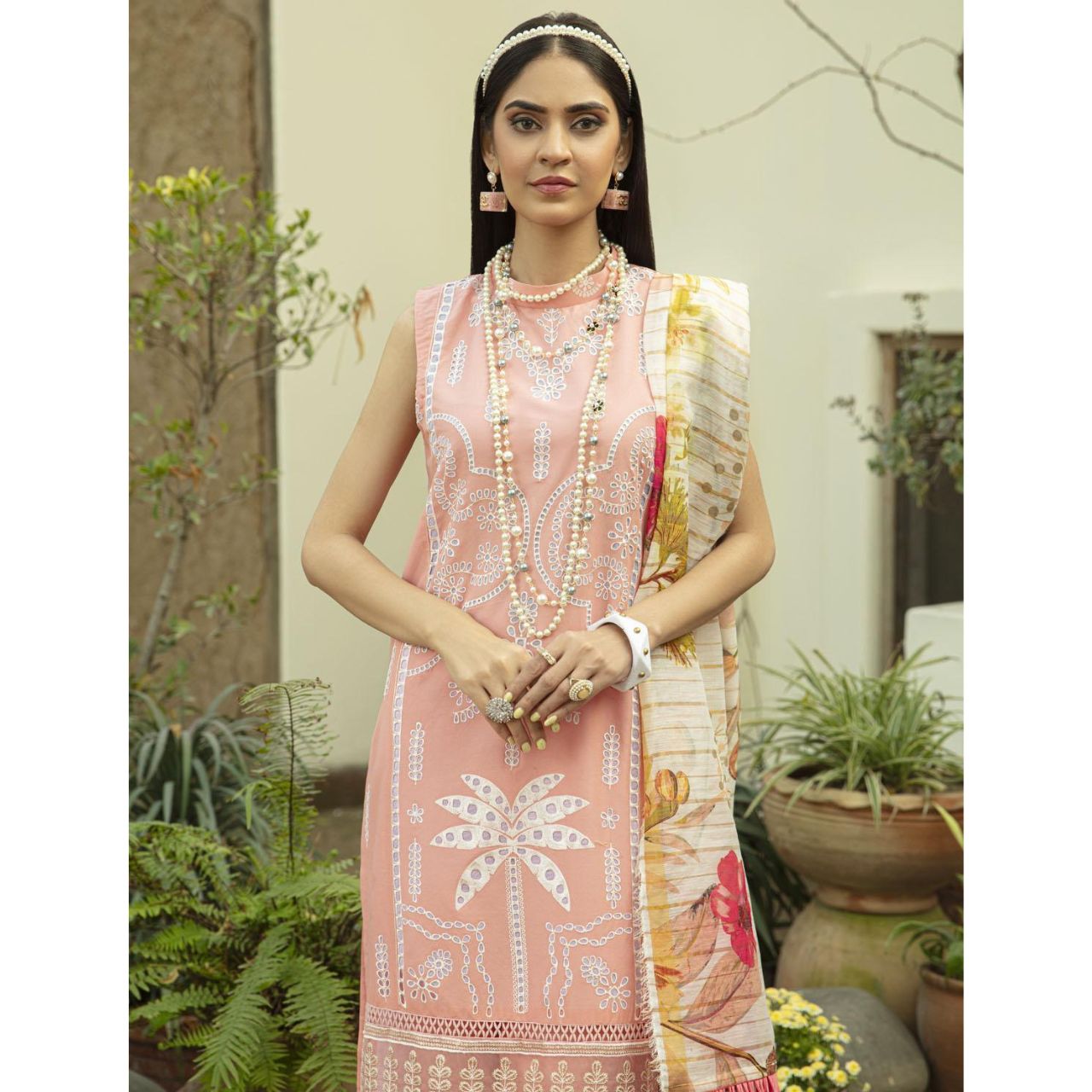 Sapphire 3 Pcs Embroidered Unstitched Lawn Suit Pink ( Eid Edition )