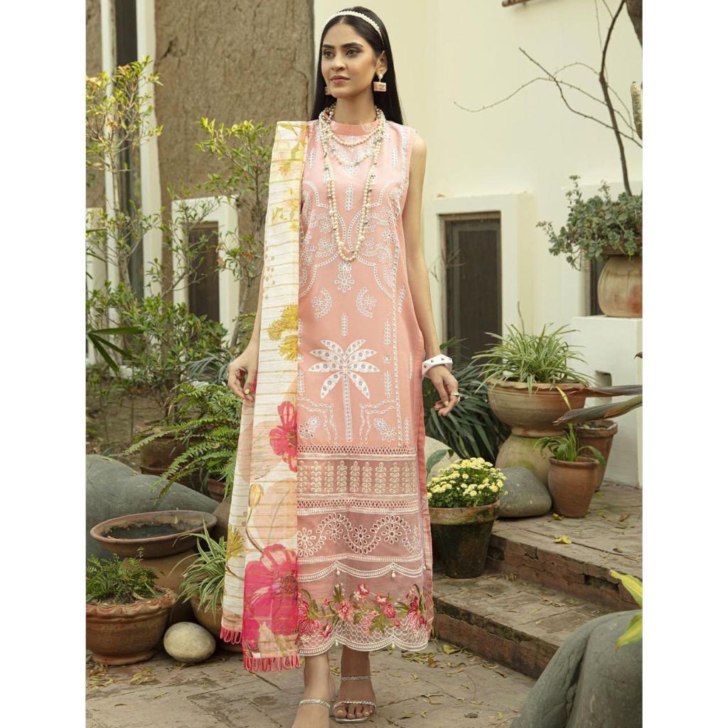 Sapphire 3 Pcs Embroidered Unstitched Suit Pink ( Eid Edition )