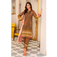 Sapphire 3 Pcs Unstitched Embroidered Lawn Suit Brown