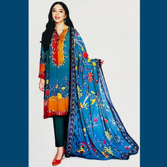 Sapphire 3 Pcs Unstitched Printed Lawn Suit Chintz Blue