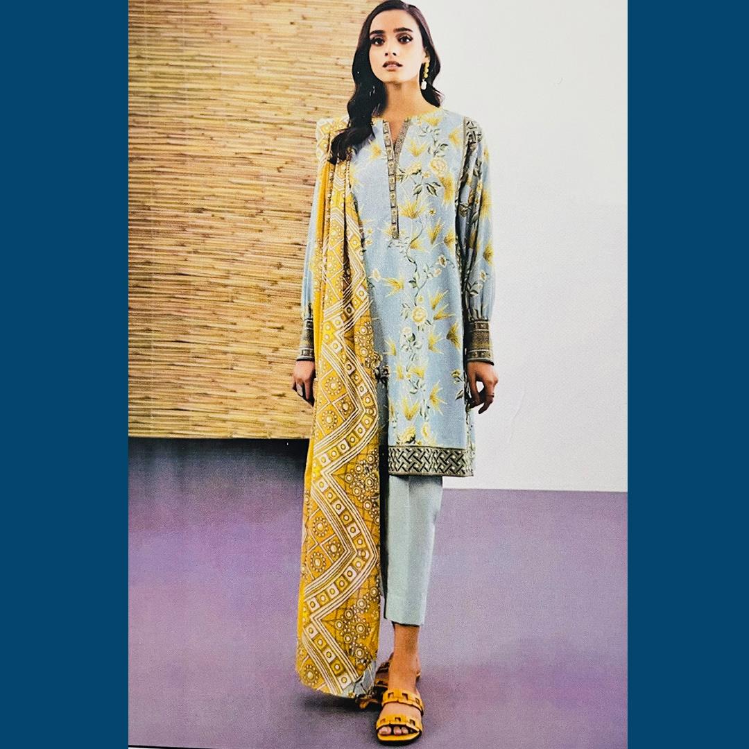 Sapphire 3 Pcs Unstitched Printed Lawn Suit Ditsy Yellow