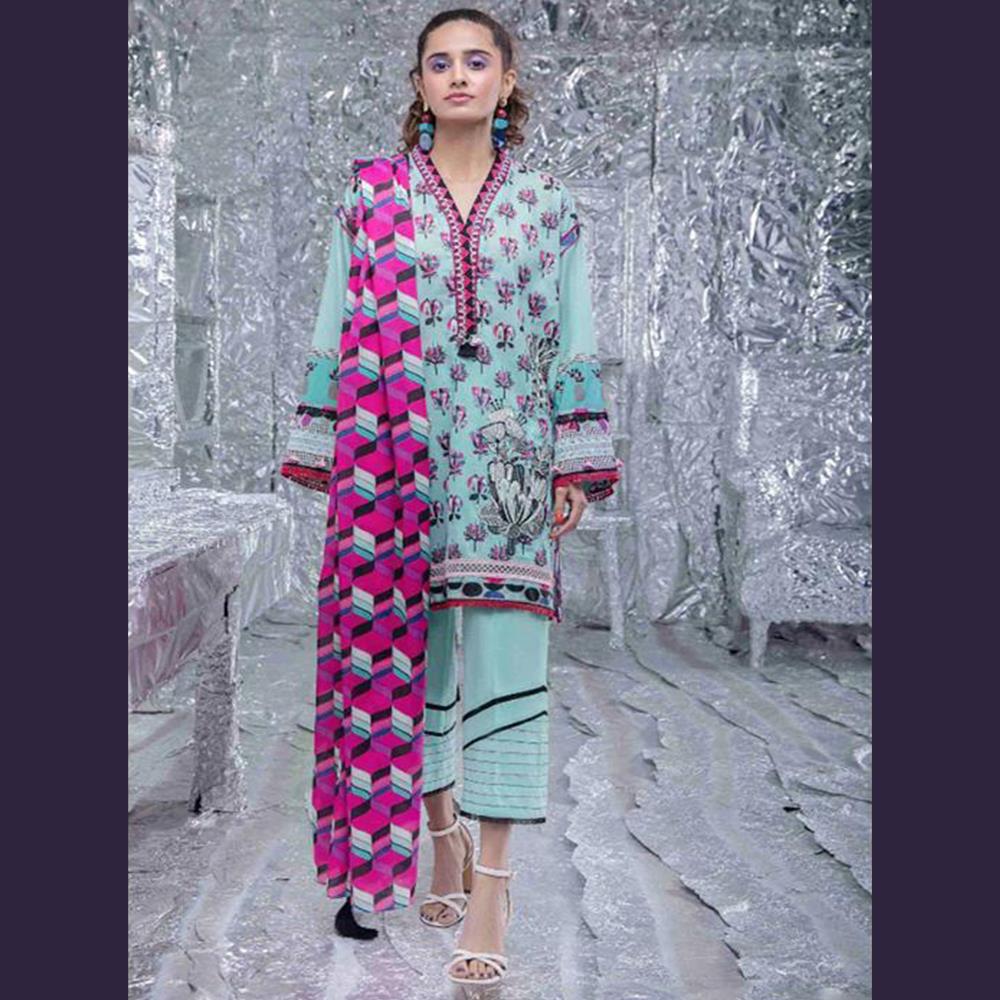 Sapphire 3 Pcs Unstitched Printed Lawn Suit Topaz