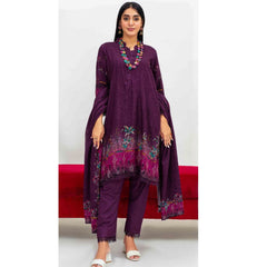 Sapphire 3 Pcs Unstitched Printed Winter Suit Purple