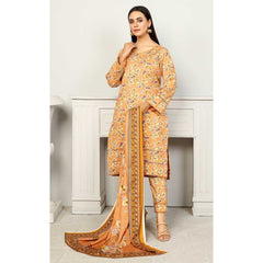 Sapphire 3 Pcs Unstitched Printed Wool Suit Caramel