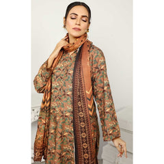 Sapphire 3 Pcs Unstitched Printed Wool Suit Ochre