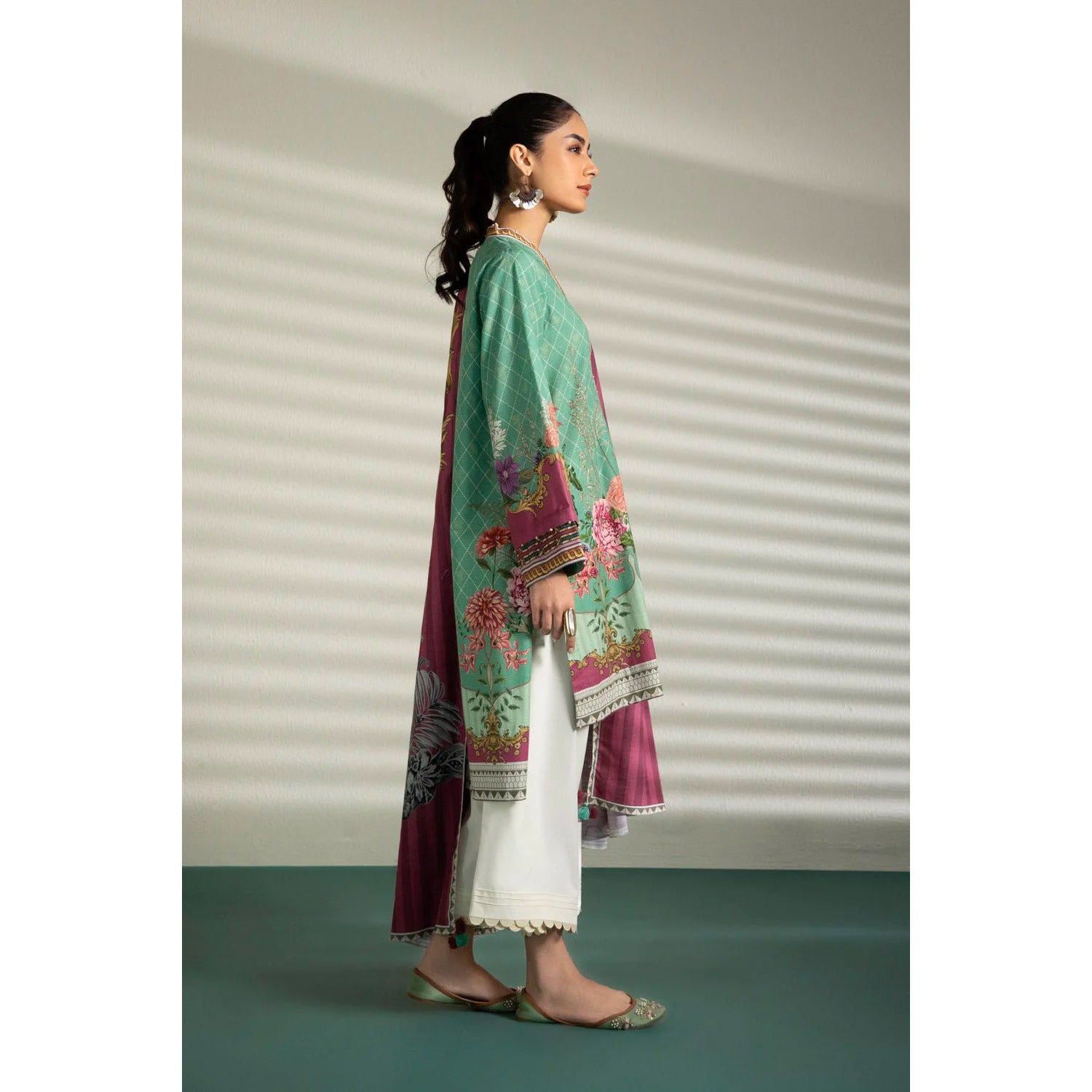 Sapphire 3 Pcs Unstitched Printed Lawn Suit Fern Green