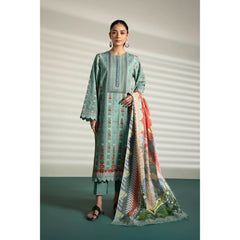 Sapphire 3 Pcs Unstitched Printed Lawn Suit Red Flower Sea Green