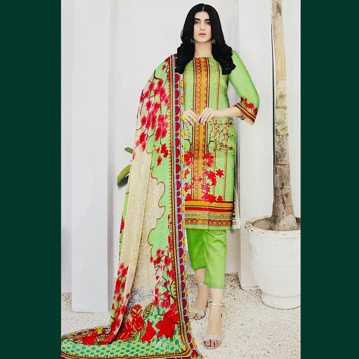 Sapphire Zareen 3 Pcs Unstitched Printed Lawn Suit Green