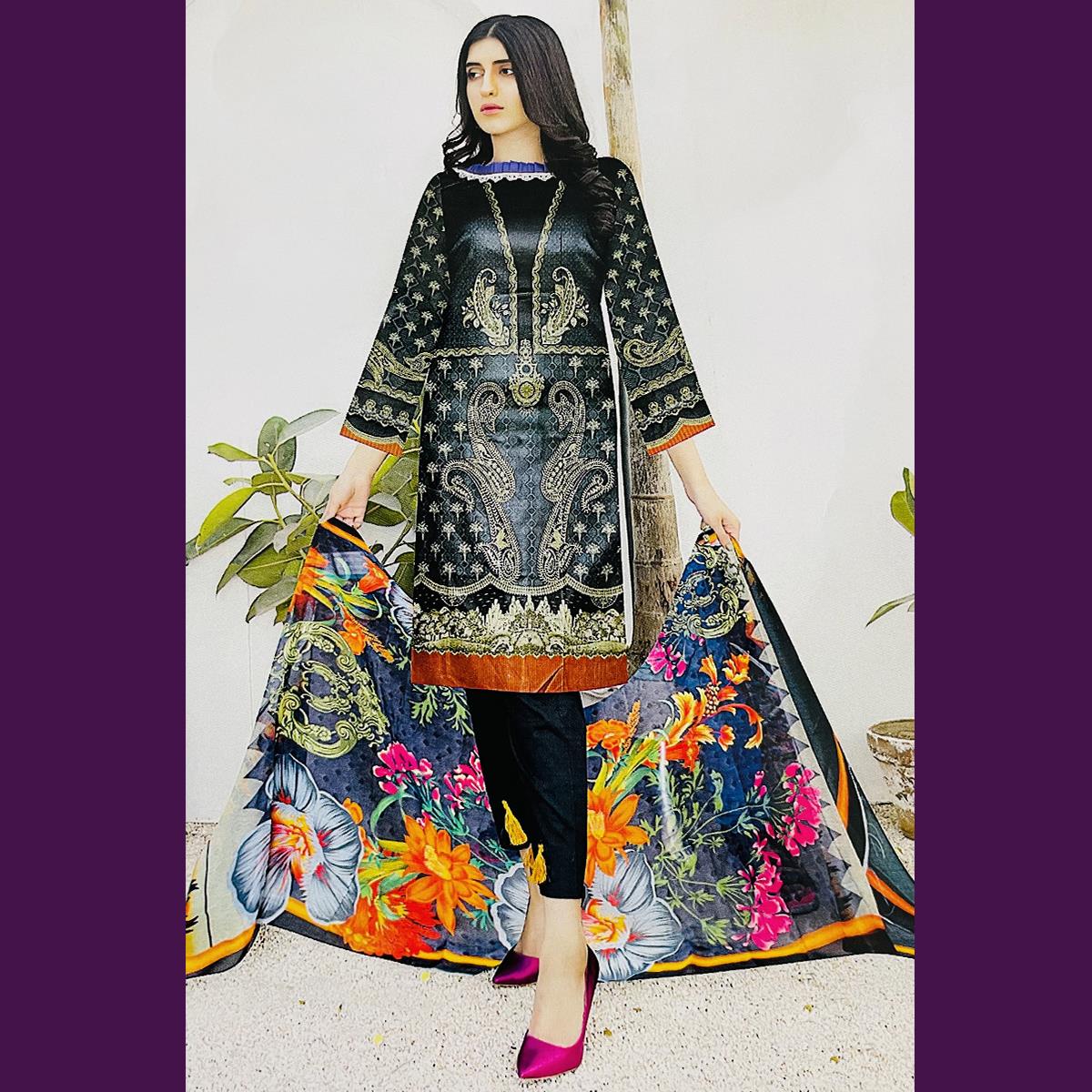 Sapphire Zareen 3 Pcs Unstitched Printed Lawn Suit Paisley