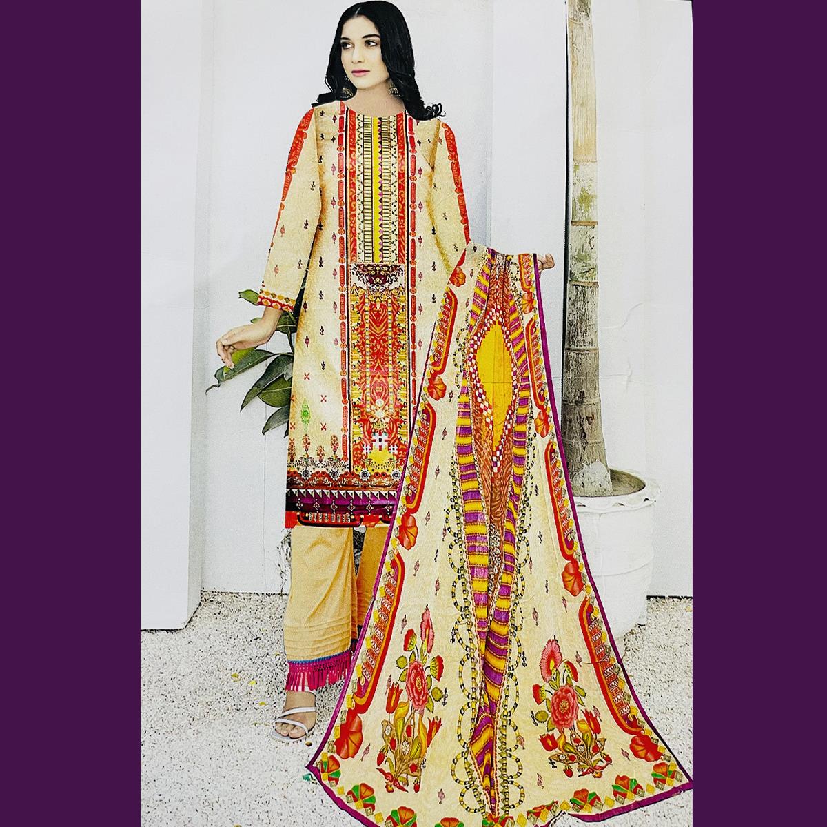 Sapphire Zareen 3 Pcs Unstitched Printed Lawn Suit Yellow