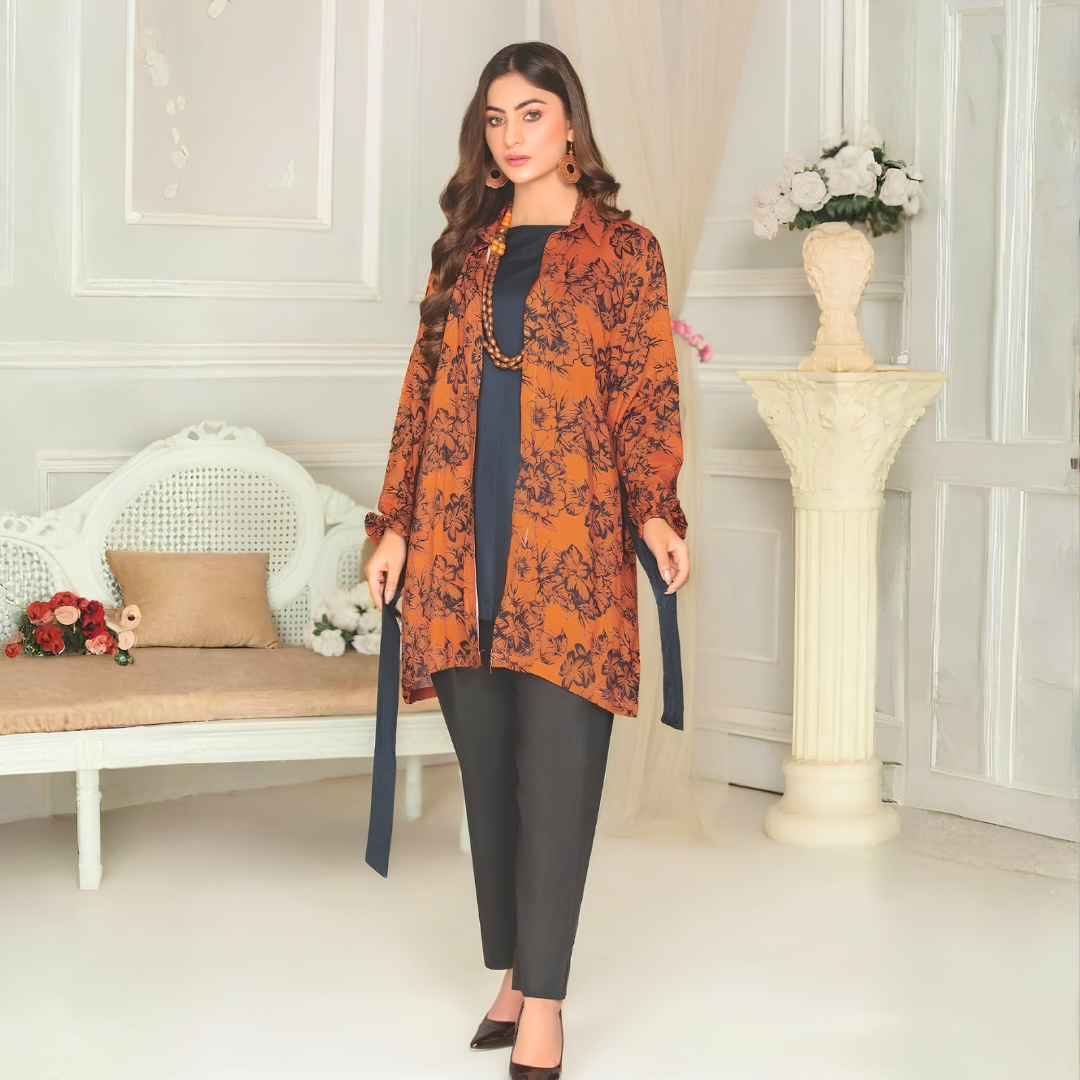 Sapphire 1 Pcs Unstitched Linen Shirt Brown